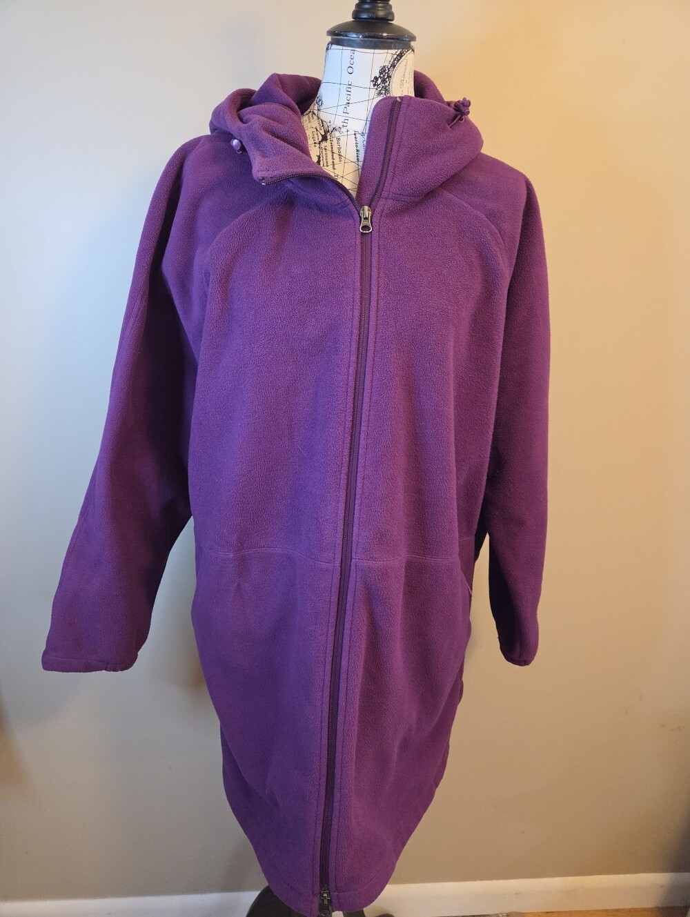 Duluth Trading Co Womens 3X Purple Fleece Jacket Long Hooded Full Zip Coat